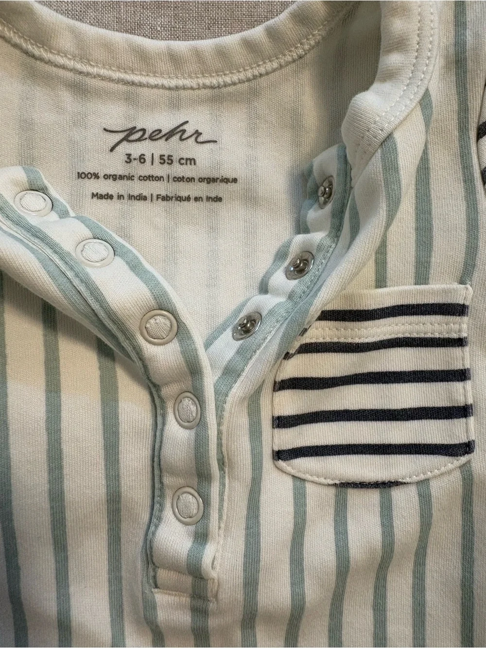 Pehr 100% Organic Cotton Striped Romper Jumpsuit